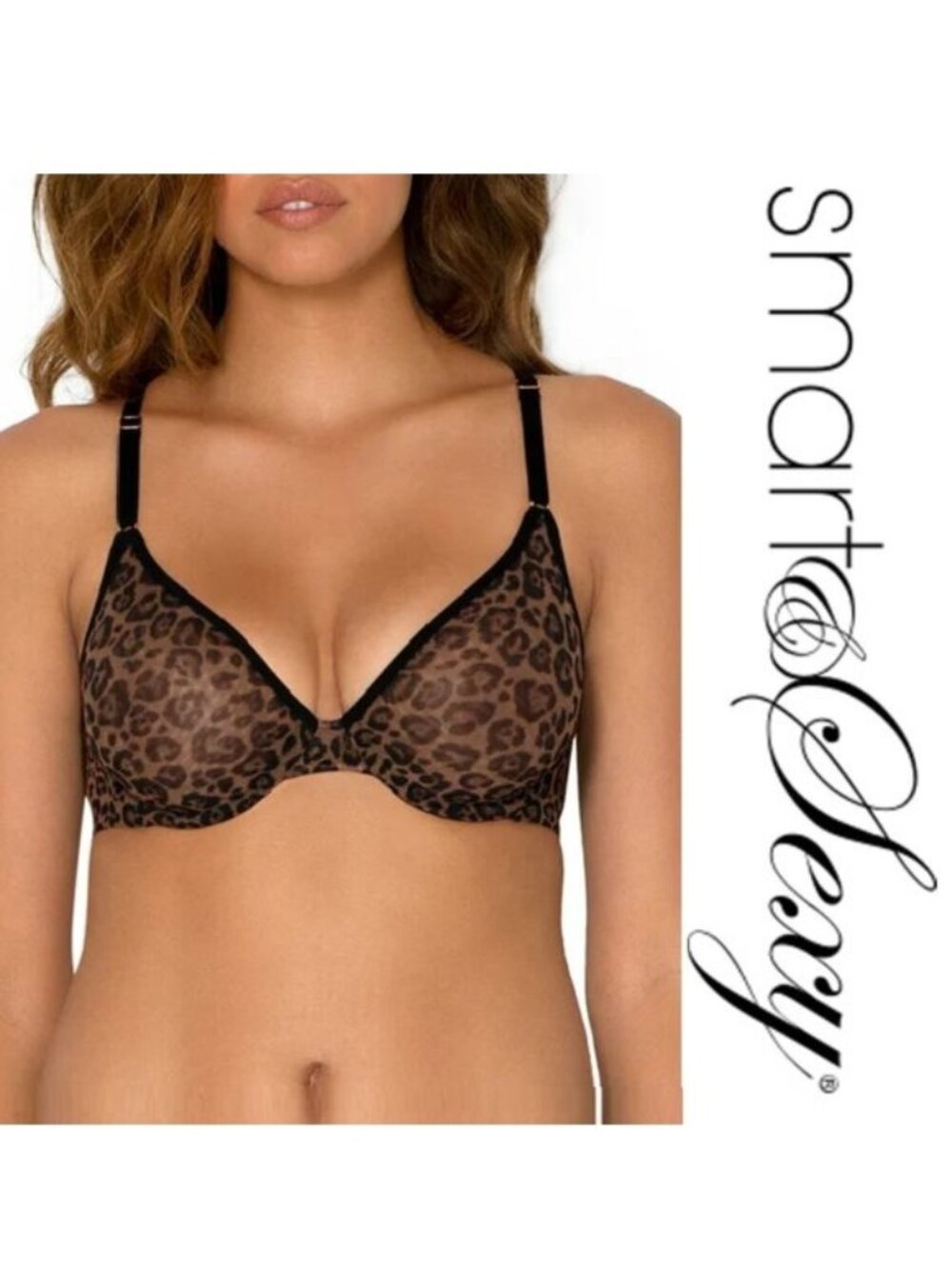 Smart & Sexy | Leopard Print Sheer Mesh Demi Underwire Bra | Size 32C